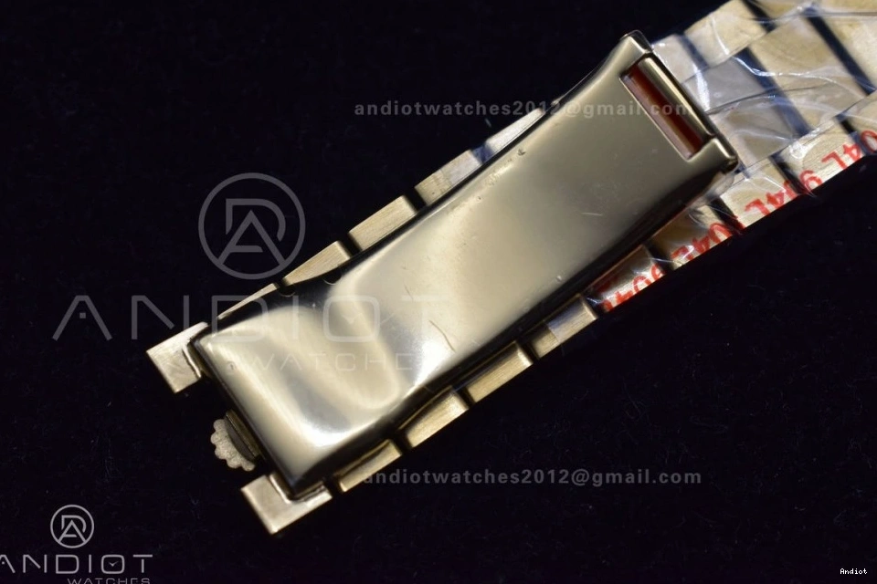 Plated Markers A2836 Crystal 904L Black Dial 40 GMF Bracelet President On YG DayDate Steel V2 0123